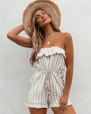 Taupe Striped Tube Romper