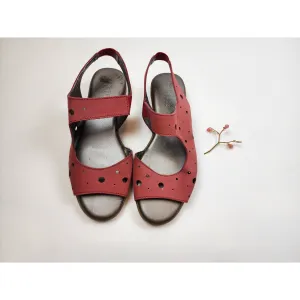 The Flexx red leather sling backs with large circle perforations size 6.5