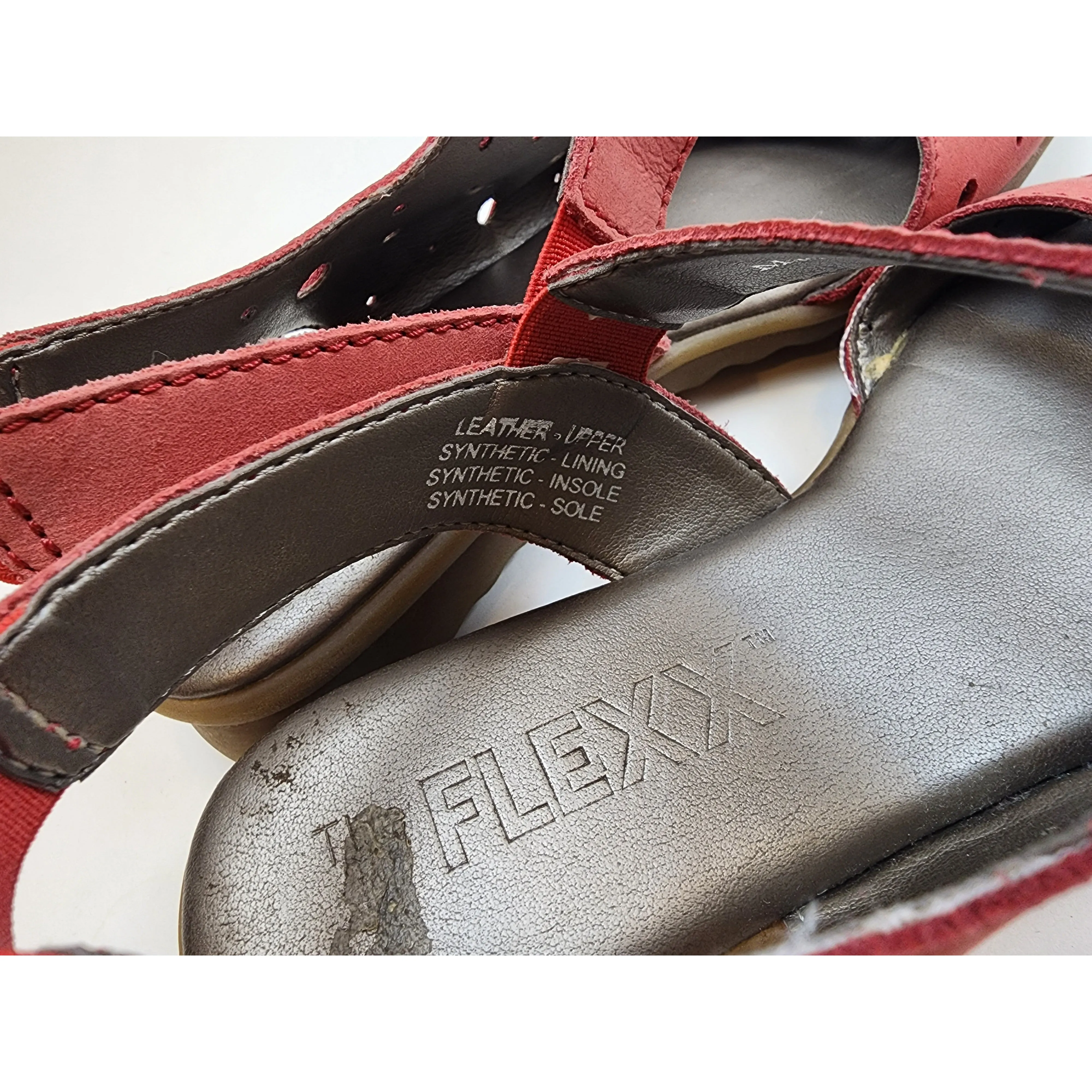 The Flexx red leather sling backs with large circle perforations size 6.5