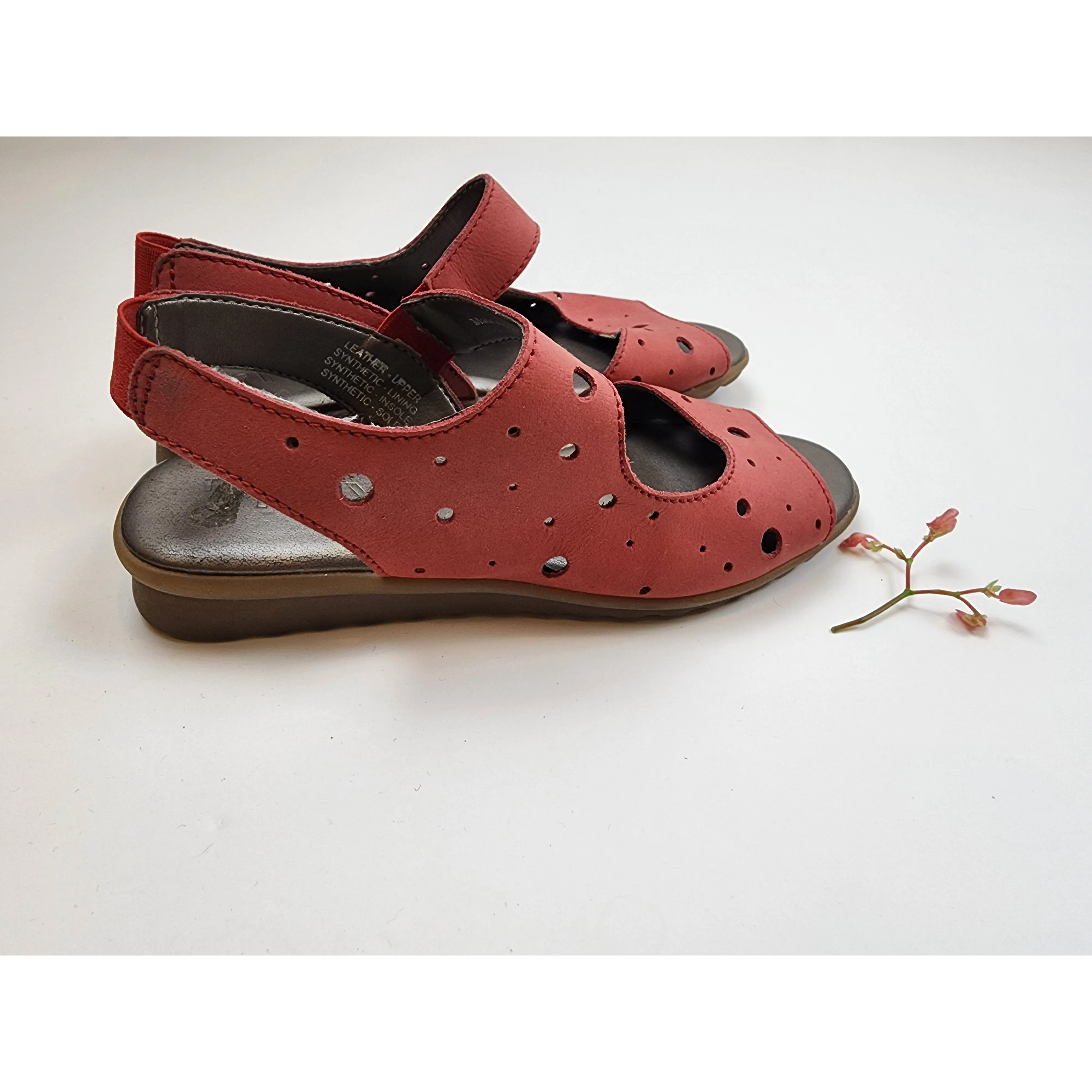 The Flexx red leather sling backs with large circle perforations size 6.5