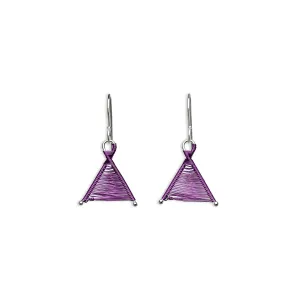Tiny Woven Wishbone Purple Copper & Silver Earrings