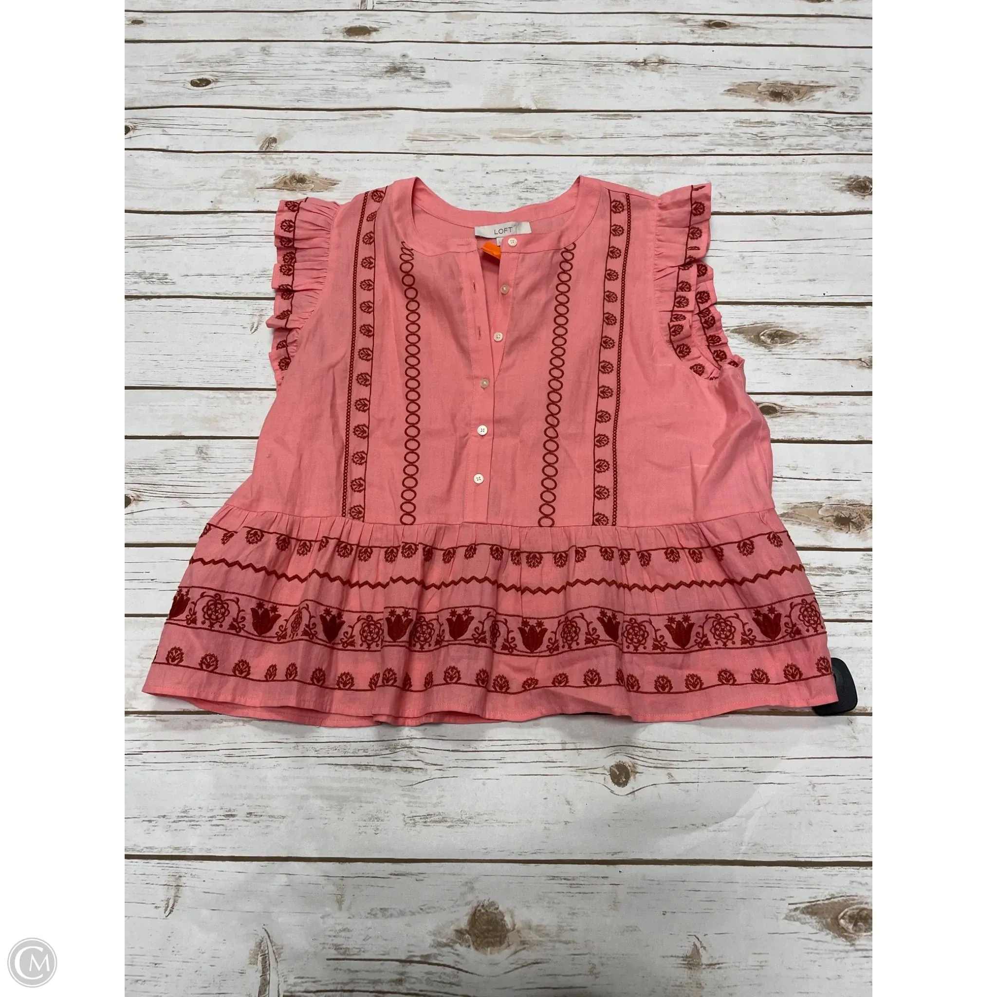 Top Sleeveless By Loft In Coral, Size: L