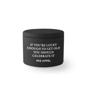 Travel Candle Black - Celebrate Old (Iris Apfel)