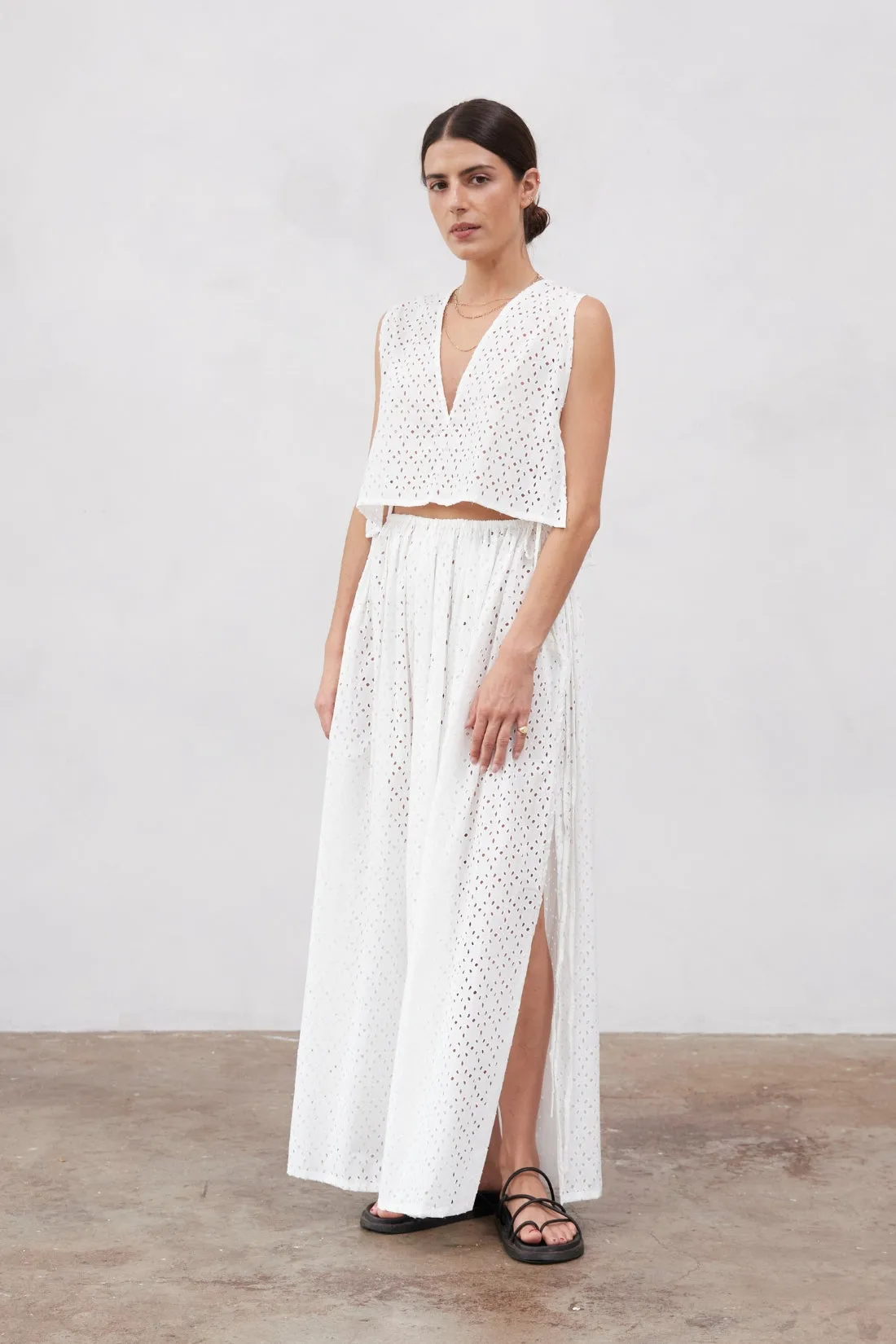 Tulum Anglaise Top White