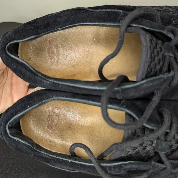 UGG Men’s Hepner Woven Black Sneakers in Full Grain Leather &amp; Suede