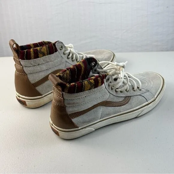 Vans SK8-Hi MTE Knit Geo/Tan Gray Suede Sneaker Classic Skate Shoe Men Size 7.5