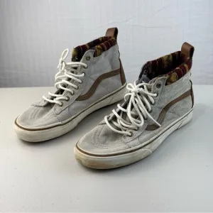 Vans SK8-Hi MTE Knit Geo/Tan Gray Suede Sneaker Classic Skate Shoe Men Size 7.5