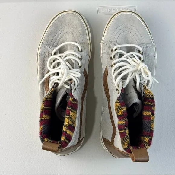 Vans SK8-Hi MTE Knit Geo/Tan Gray Suede Sneaker Classic Skate Shoe Men Size 7.5