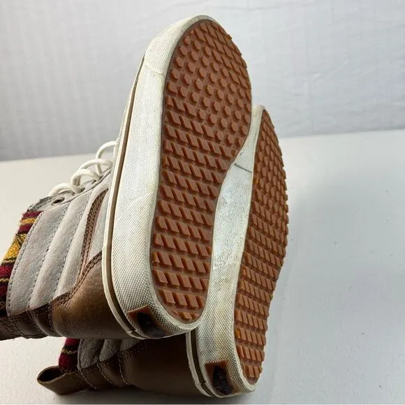 Vans SK8-Hi MTE Knit Geo/Tan Gray Suede Sneaker Classic Skate Shoe Men Size 7.5