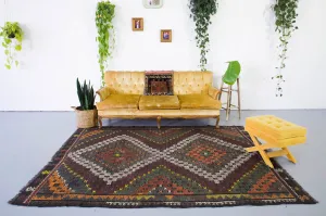 Vintage Turkish Anatolian Cicim Kilim Rug 6'x8'10"