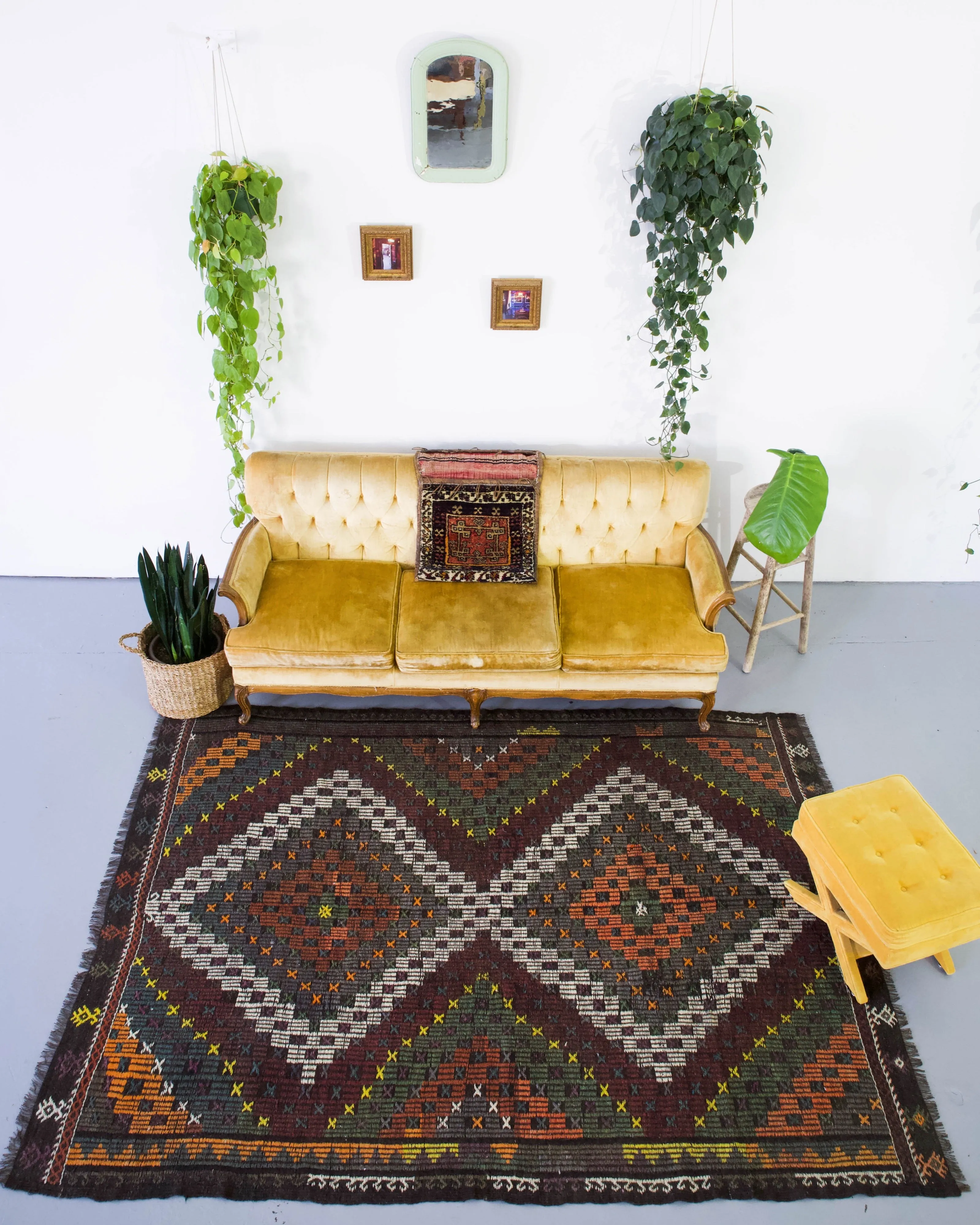 Vintage Turkish Anatolian Cicim Kilim Rug 6'x8'10"