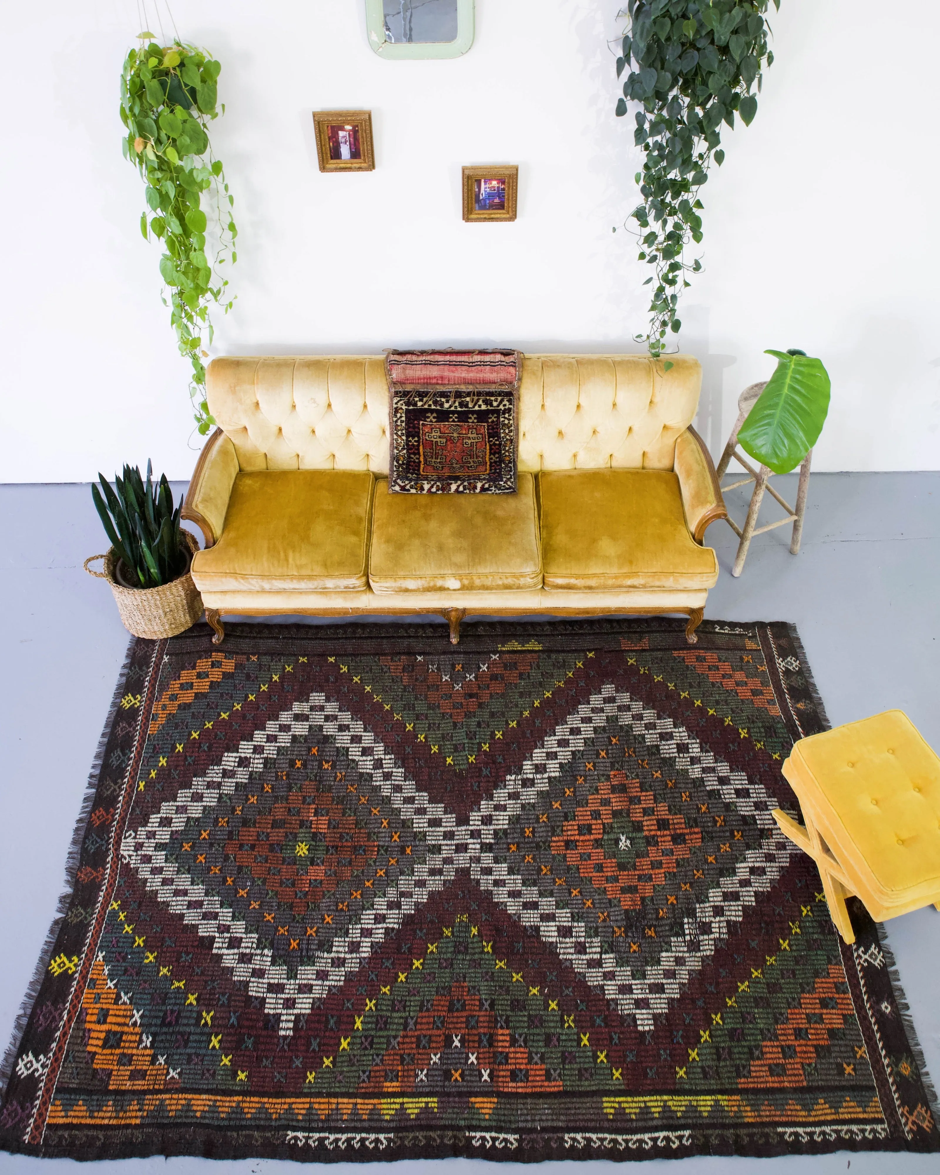 Vintage Turkish Anatolian Cicim Kilim Rug 6'x8'10"