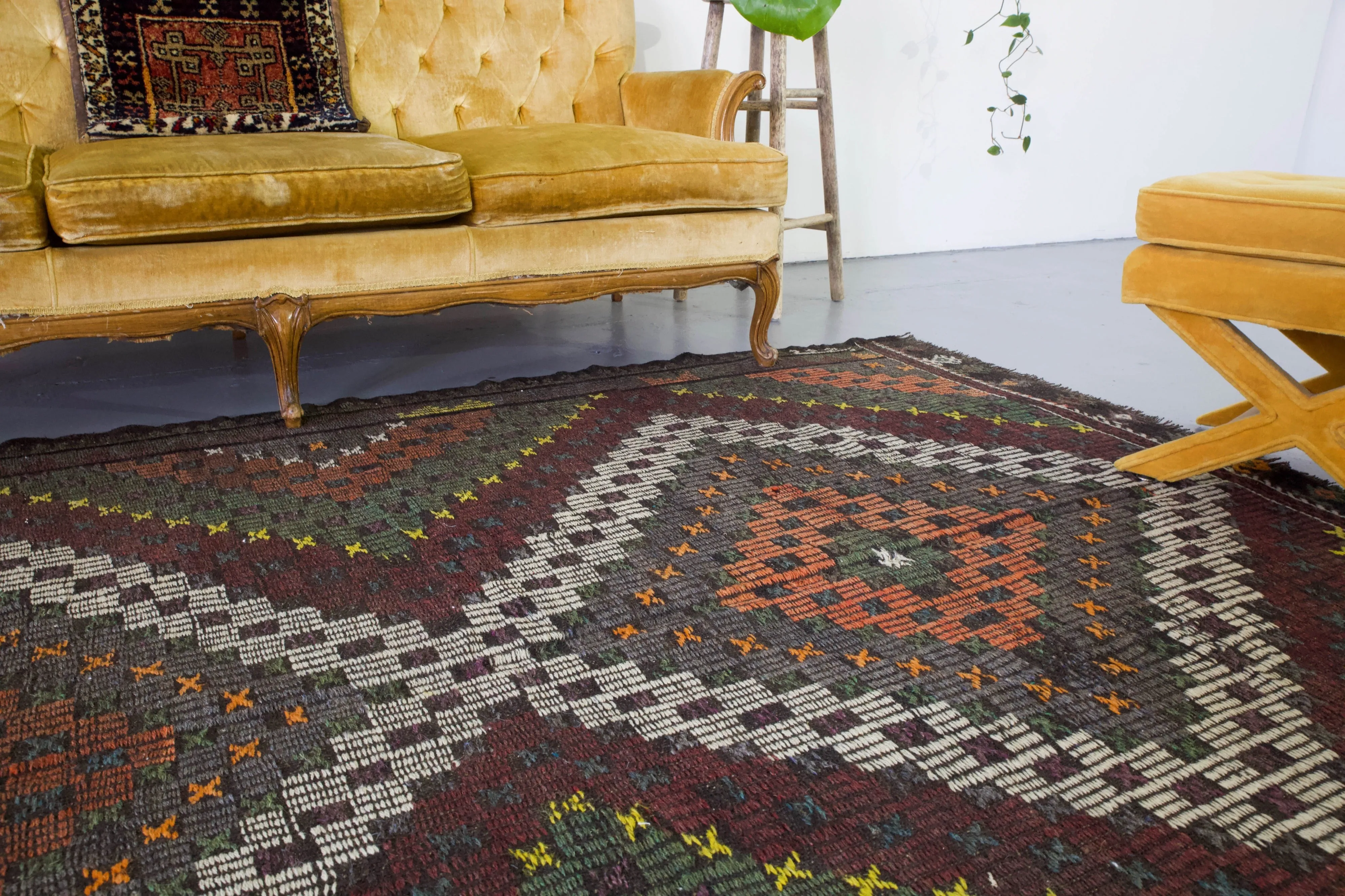 Vintage Turkish Anatolian Cicim Kilim Rug 6'x8'10"