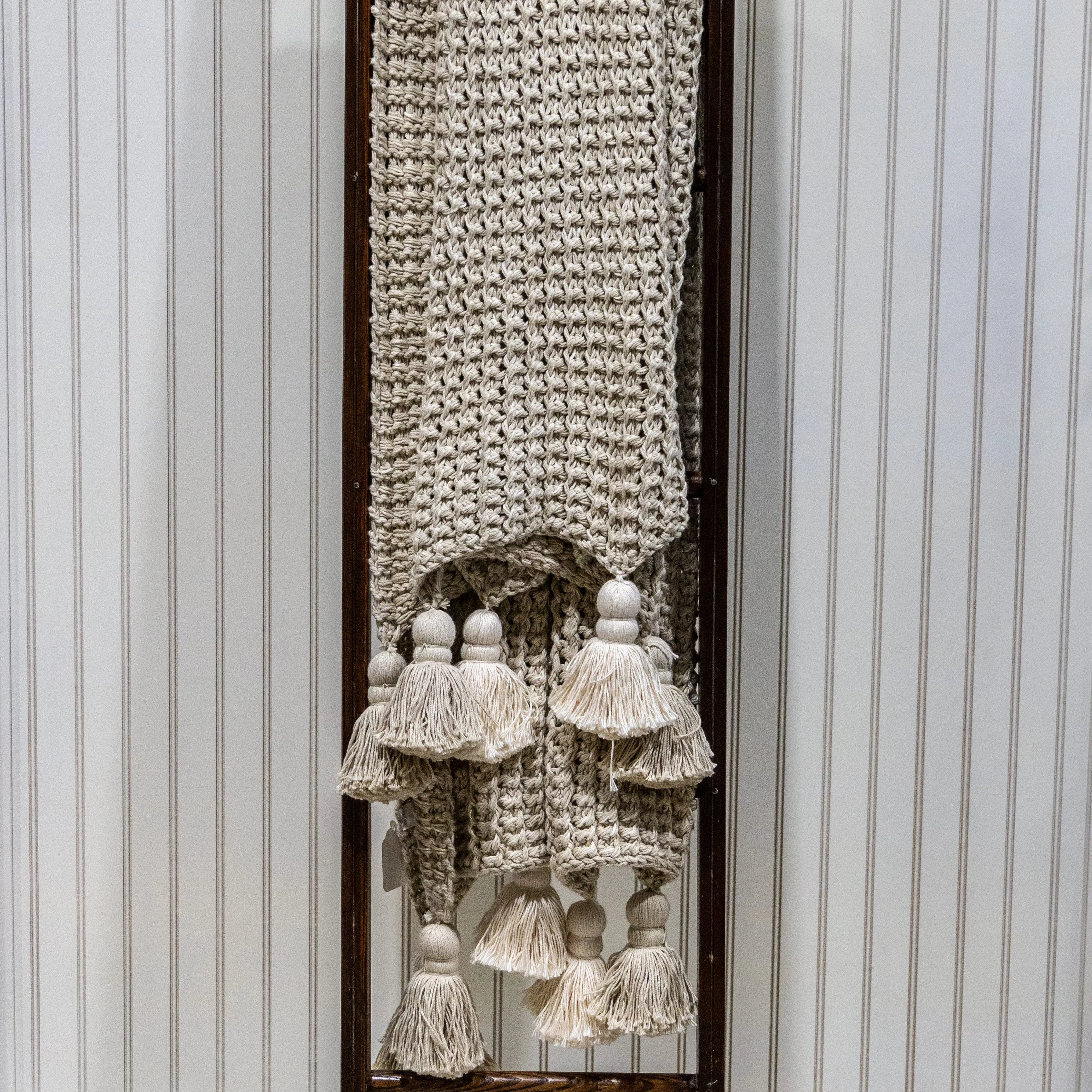 Waffle Stitch throw with Tassels