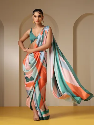 Warm Green Super Soft Printed Saree with Blouse Fabric