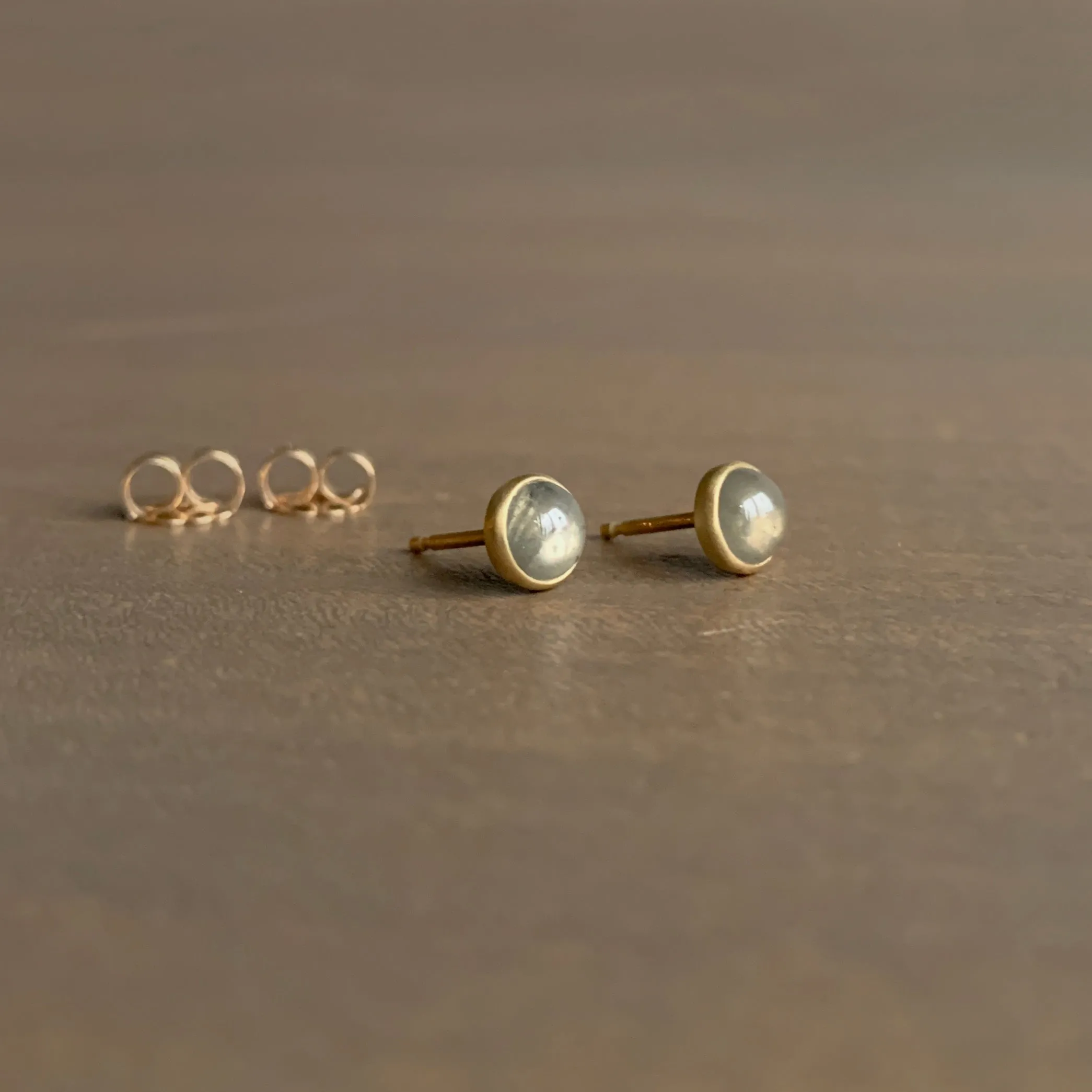 Warm Grey Diamond Cabochon Studs