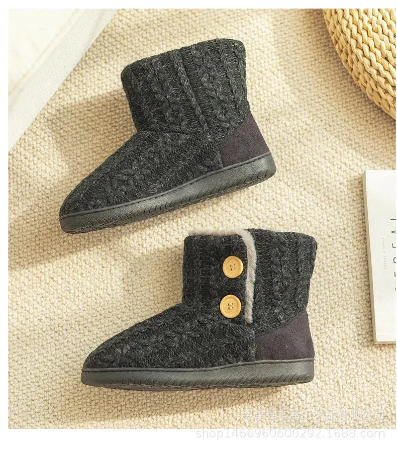 Warm Winter Booties for Women Men Slipper Booties Plush Indoor Outdoor