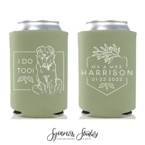 Wedding Can Cooler #188R - Custom Pet Illustration