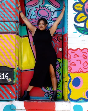Wild Side Mock Neck Maxi Dress