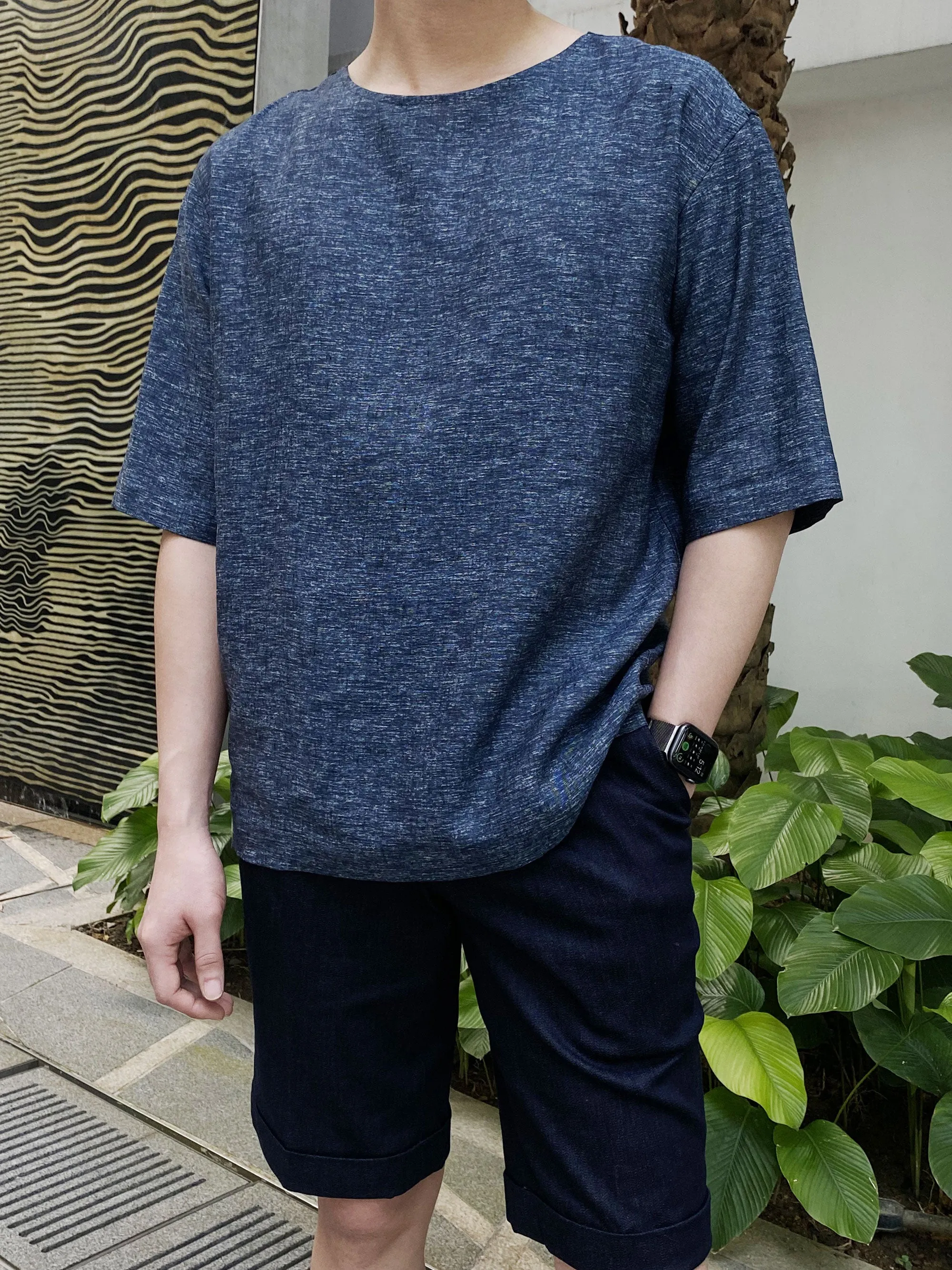 Yoga Navy Woven T-shirt